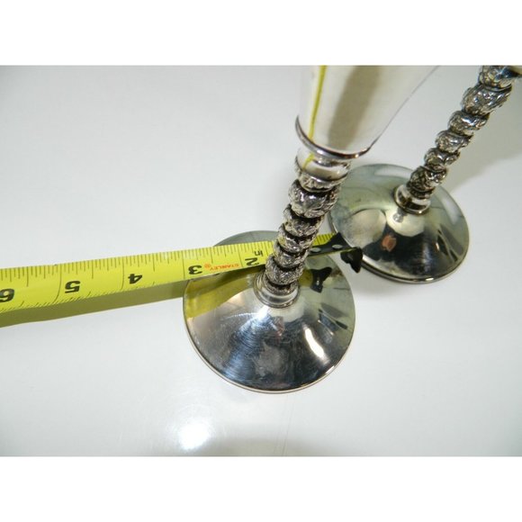 Falstaff Silver Plated Candlesticks Made Spain Twisted Vine Mid Century Set  2 - Picture 7 of 12